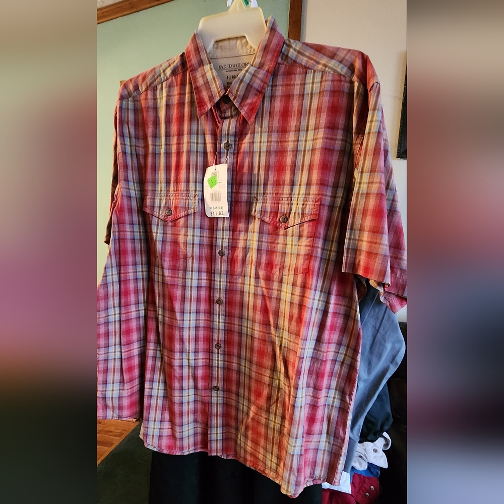 Faded Glory Men's Plaid Short Sleeve Shirt XL
